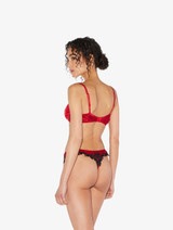 Silk Underwired Bra in red with black frastaglio_2