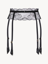 Suspender Belt in Black with Leavers Lace_0