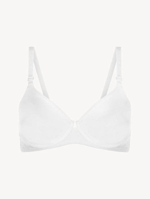 White Lycra underwired bra with Chantilly lace