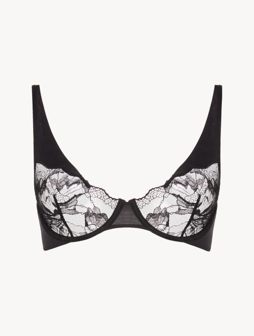 Underwired bra in black with French Leavers lace_3