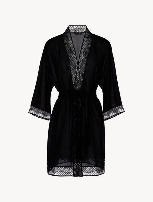 Short silk Robe with Leavers Lace_2