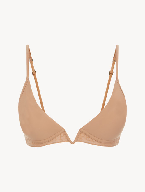 Amaretto-coloured non-wired padded triangle V-bra_4