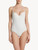 Swimsuit in off-white with ivory embroidery and tulle