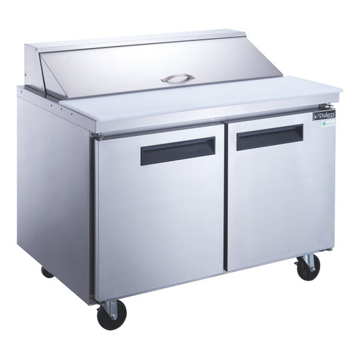 Dukers DSP60-16-S2 2-door commercial food prep table refrigerator in stainless steel
