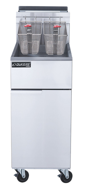 Dukers DCF4-LPG 50 lb liquid propane commercial fryer with 3 tube burners
