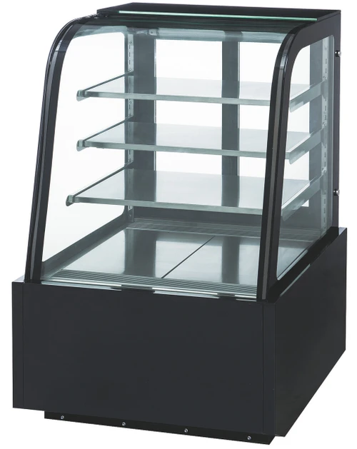 Dukers DDM72R-CB refrigerated display showcase interior with three shelves