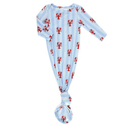 Knotted Gown - Blue Stripes + Lobsters