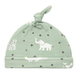 Knotted Hat - Green Safari + Dots