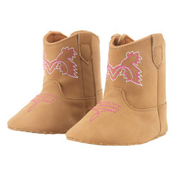 Cowboy Boots - Tan + Pink Stitching