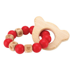Silicone Teether - Bear + Red Beads