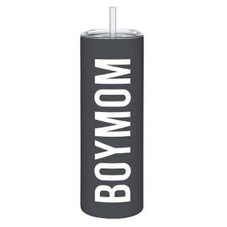 Matte Skinny Tumbler With Straw - Boy Mom