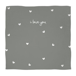 Swaddle Blanket - Grey Hearts
