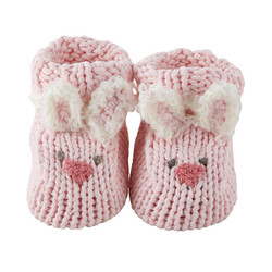 Knit Booties - Pink Bunnie, Newborn