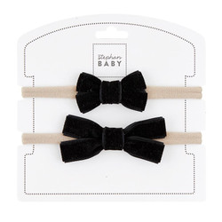 Fancy Bow Headband - Black -  Set of 2