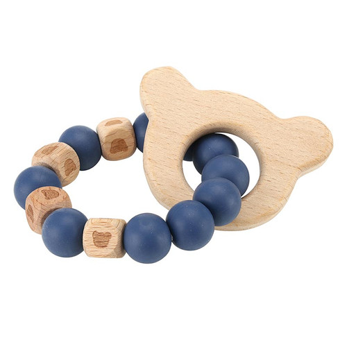 Silicone Teether - Bear + Blue Beads