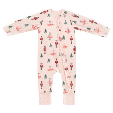 Cozy Romper with Ruffles - Pink Nutcracker - [Wholesale]Stephan Baby
