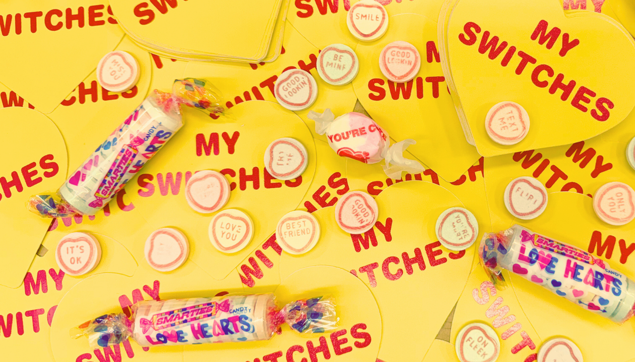 clear picking bins stacked to form a rainbow shape