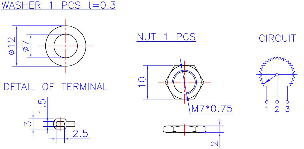 C Taper 16mm Dual Gang Solder-Lug Potentiometer