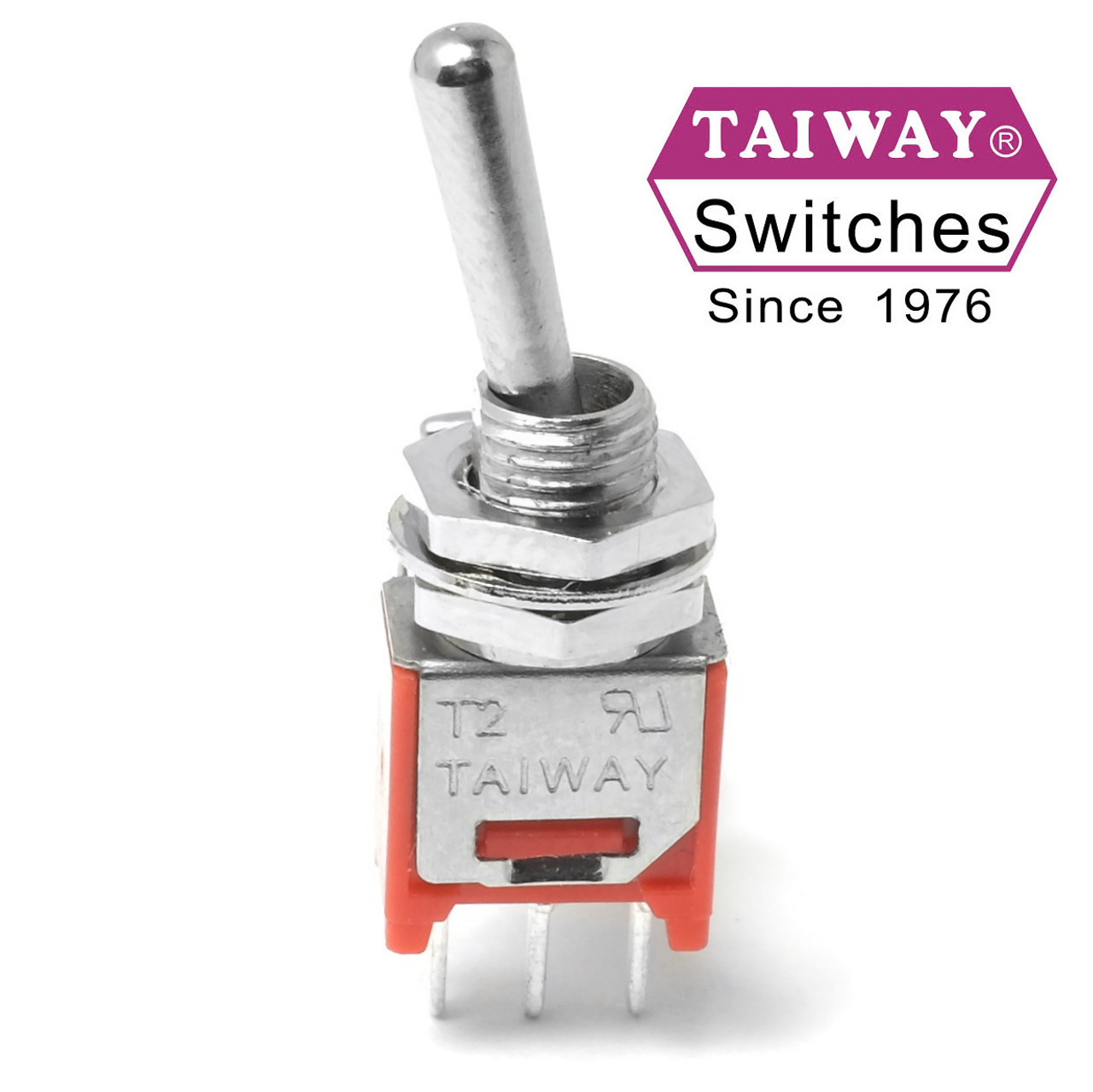 Taiway Sub-Mini SPDT On On Switch - PCB Mount - Long Shaft