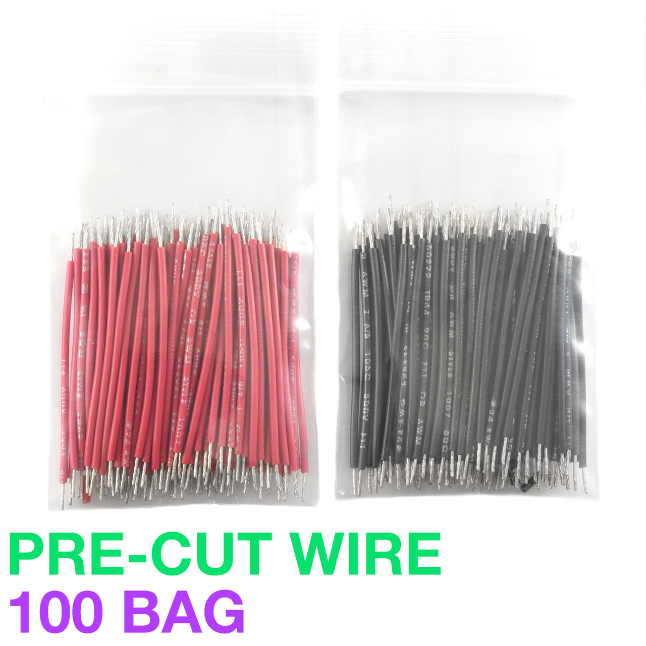 Pre-Cut Hook-Up Wire - 24AWG Pre-Bond - Bag of 100
