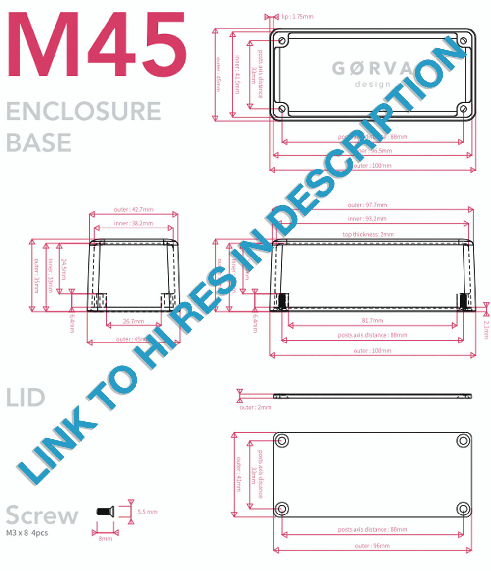 1590A Enclosure for Guitar Pedals | Gorva Design M45