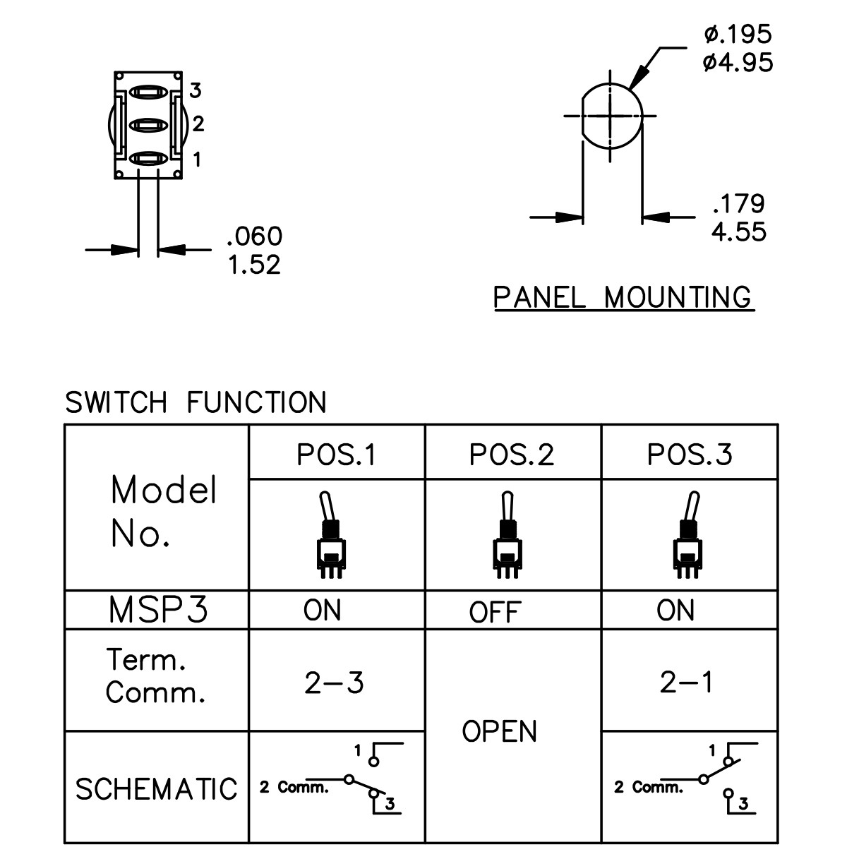 Sub-Miniature Toggle | SPDT On-Off-On Switch With Solder Lug