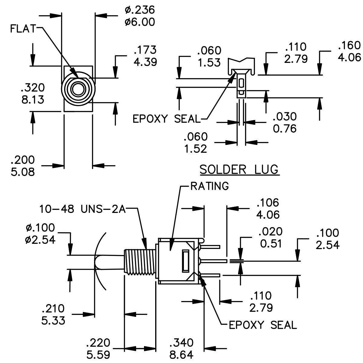 Sub-Miniature Toggle | SPDT On-Off-On Switch With Solder Lug