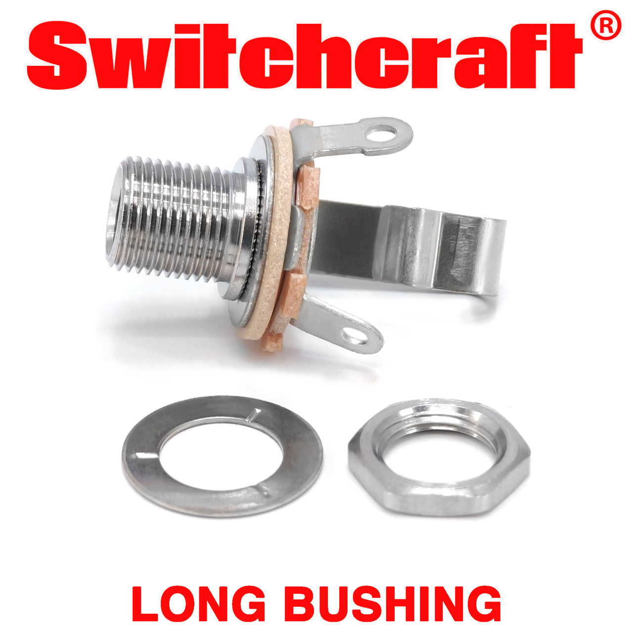 Long Bushing Switchcraft Jack for Guitars, Pedals and Amps | 1/4