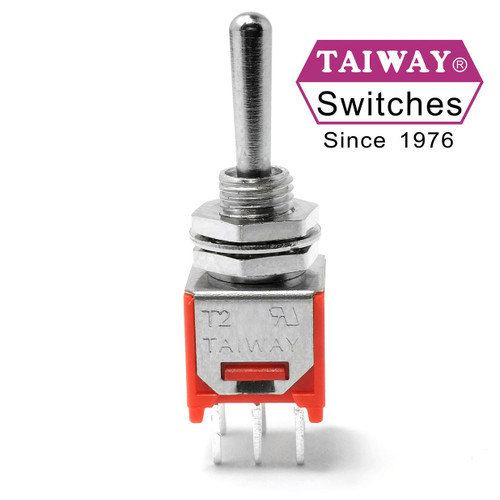 Taiway brand toggle #200-MDP6-T1B1M2QE - Sub-Mini DPDT On On On Switch - PCB Mount