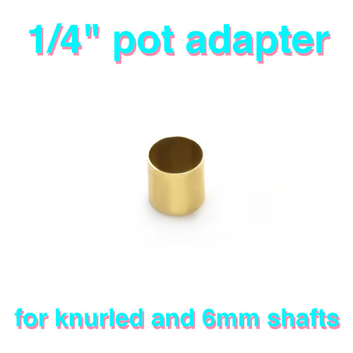 Brass potentiometer adapter sleeve - 6.0mm to 1/4" smooth shaft