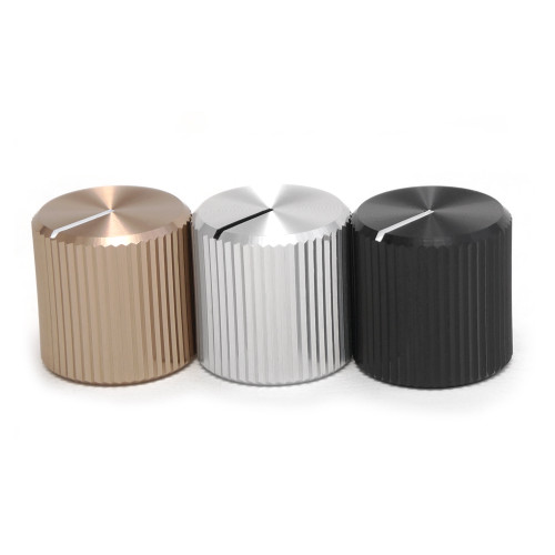 Anodized Aluminum Knob - "The Lo-Fi" - 1/4" Smooth Shaft (12.5mm OD) - black, silver, and mocha finishes