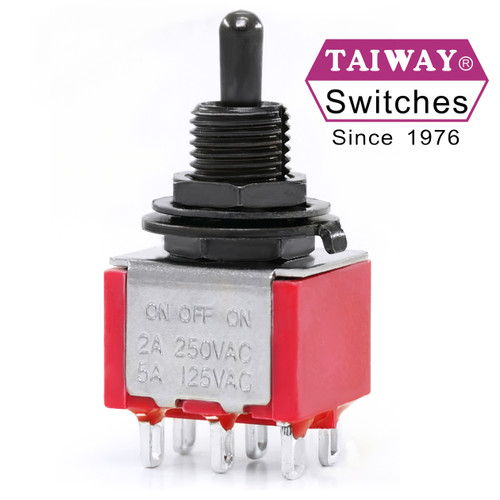 Black-Plated Toggle | Taiway DPDT On-On Mini Toggle Switch