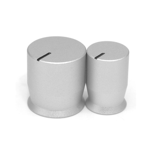 Silver Barrel Knob in two sizes for 1/4" smooth shaft potentiometers