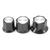 Size comparison of the 19mm, 21mm, and 26mm Fluted Mirror Cap knobs with dot indicators