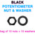 Washer and Nut Set for Potentiometers - Black Plated - 10 nuts+ 10 washers