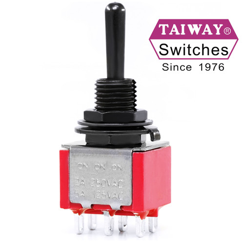 Black OnOnOn Switch Taiway DPDT Toggle for Audio Gear