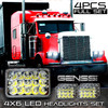 4x6 LED Array Headlights H4651 H4652 H4656 H4666 H6545 Chrome Set