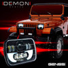 7x6 (5x7) H6054 200mm LED Projector w/ Demon DRL Headlights Black Set