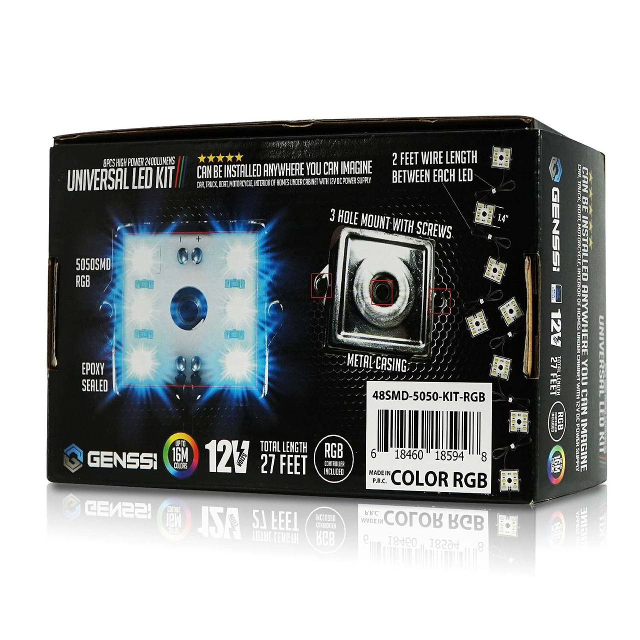 8 Module 48 LED RGB Color Wireless Exterior Truck Bed Rock Lights - GENSSI