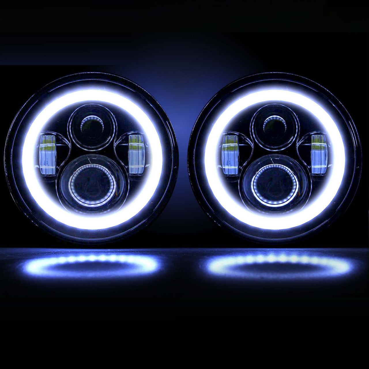 7 Inch Halo Projector Black LED Headlights Set GENSSI