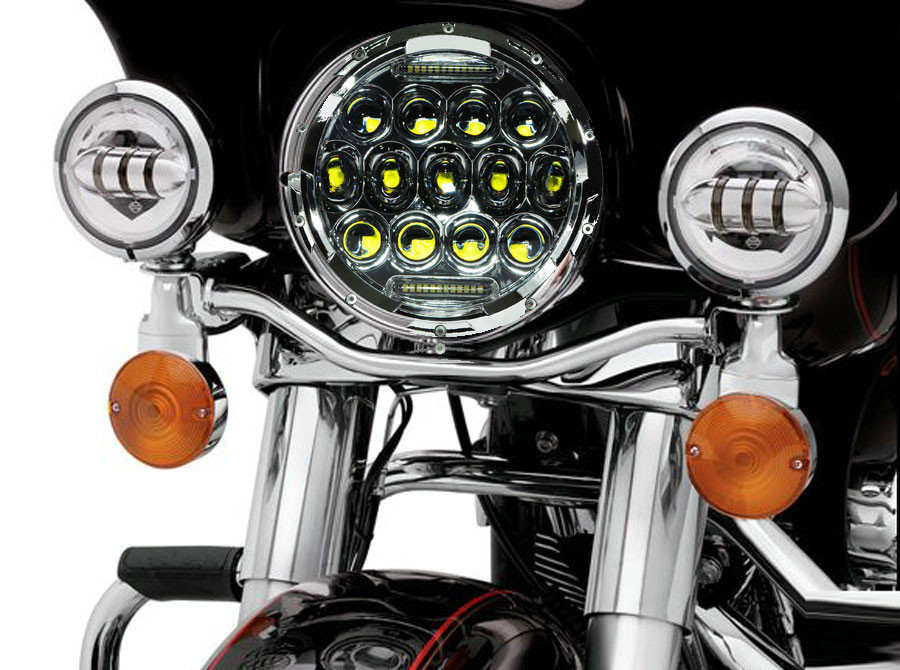 7 Inch Honeycomb Array Chrome LED Motorcycle Headlight - GENSSI