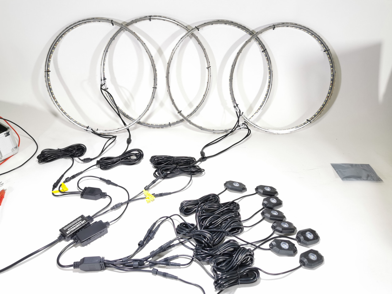 LED Wheel Light Kit White with Amber Signal and 8 Rock Lights Wireless