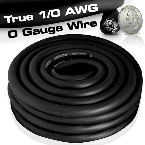 25ft 1/0 0 AWG Gauge Power Ground Wire Cable Black