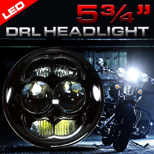 5.75 (5 3/4) Inch LED Chrome Projector Motorcycle Headlight Round