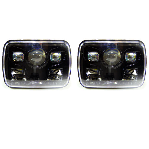 GENSSI 7×6 H6054 200mm LED Projector Headlights DOT Black Set - GENSSI