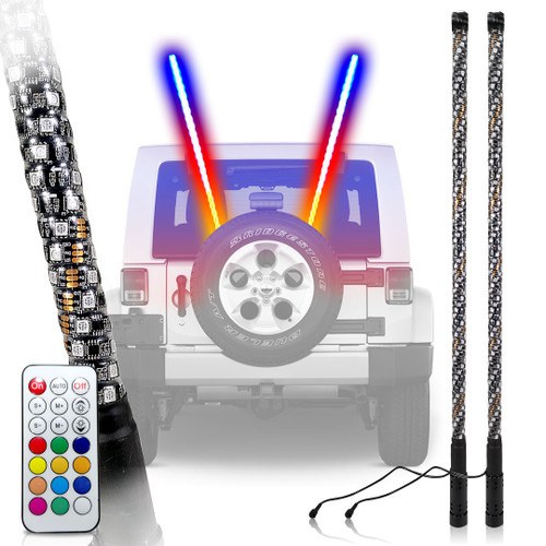 LED RGB CHASE Whip Light Off Road Flag Wireless Color Moving Synced 5ft