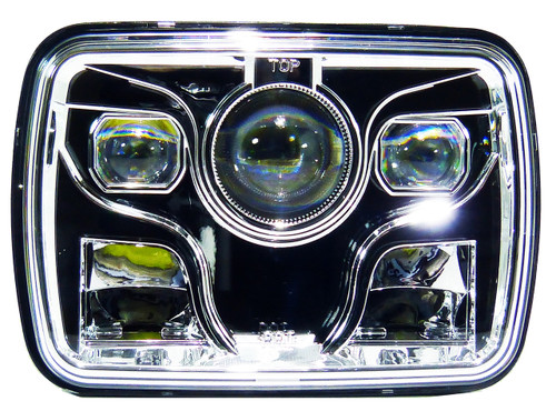 GENSSI 7×6 H6054 200mm LED Projector Headlights DOT Chrome Set