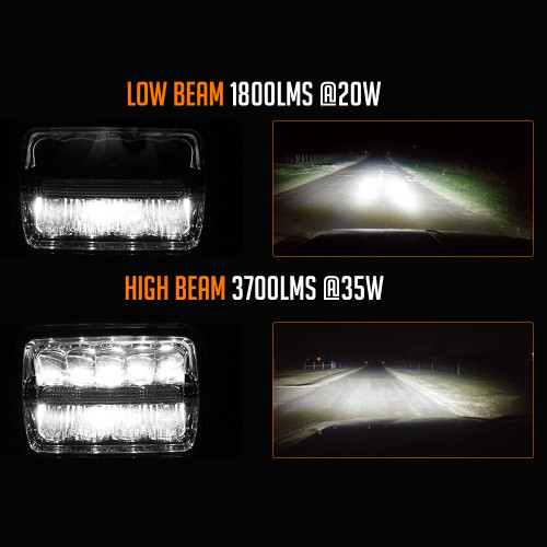 7x6 5x7 H6054 200mm Led Reflector W Drl Headlights Chrome Set Genssi