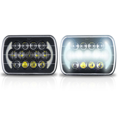 GENSSI 7×6 H6054 200mm LED Projector Headlights DOT Chrome Set