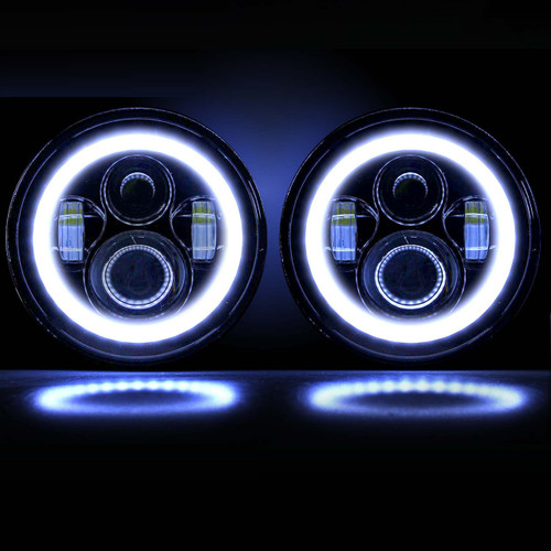 7 Inch Halo Projector Black LED Headlights Set - GENSSI